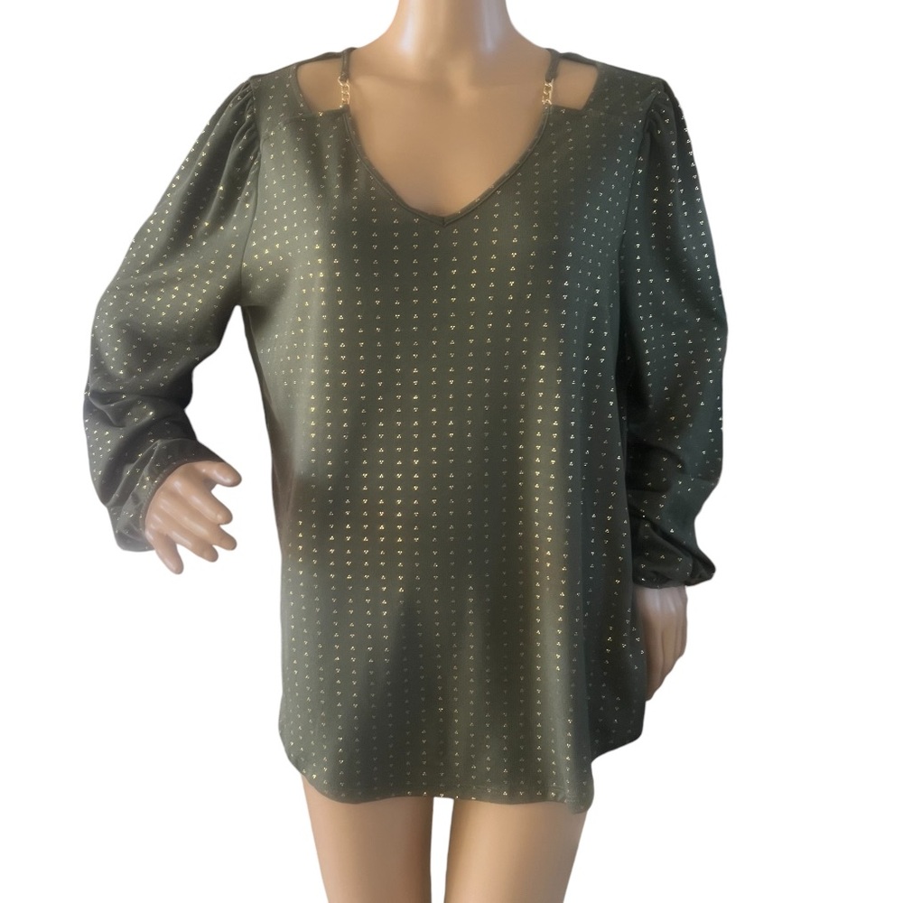 Fred David Green Gold Sequin Top